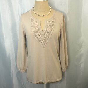 Cable & Gauge Women’s Embroidered V neck Sweater Size S